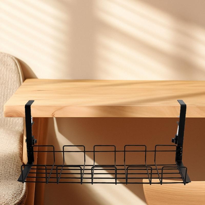 Adjustable Under Desk Storage Rack Durability Steel Under Table Cable Management Tray for Tidy Cable Management