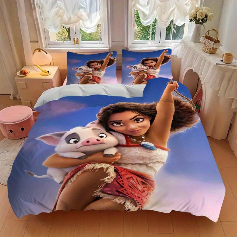 3pcs Moana's Adventure Printed Quilt Set Soft and Comfortable Quilt Cover for Bedroom, Guest Room Q069