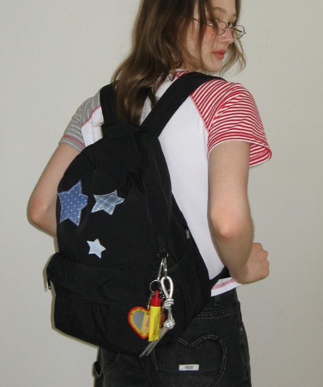 Ronron 3 Star Patch Backpack Black