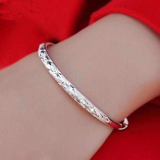Women Bangle Copper Silver Color Curved Adjustable Smooth Polished Luster Wrist Jewelry Anniversary Birthday Gift Lightweight Bangle
