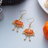 Creative Cartoon Akimbo Pumpkin Leg Dangle Earrings for Women Halloween Enamel Spider Drop Earring Festival Party Jewelry Gifts