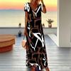 Women Plus Size V Neck Short Sleeve Maxi Dress Camouflage Print Loose Casual Summer Beach Long Dress
