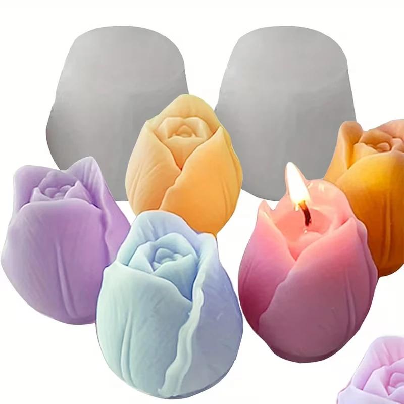 A Top Quality DIY Flowers Tulip Silicone Mold Handmade Scented Candle Plaster Resin Molds Homemade Cookies Chocolate Candy