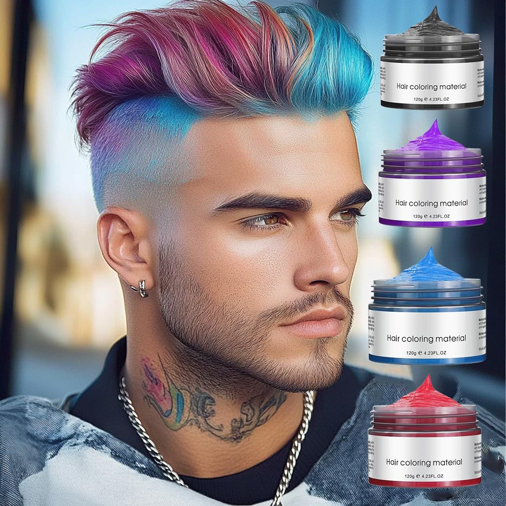 [Compatibile con Cosplay di Halloween] Cera Colorata Monouso per Capelli, Blu, 120g - Si lava via facilmente con l'acqua, previene le macchie sui capelli, perfetta per i costumi