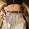 Modern Womens Black Decorative Wide Denim Belt For Effortless Summer Trends Fashion