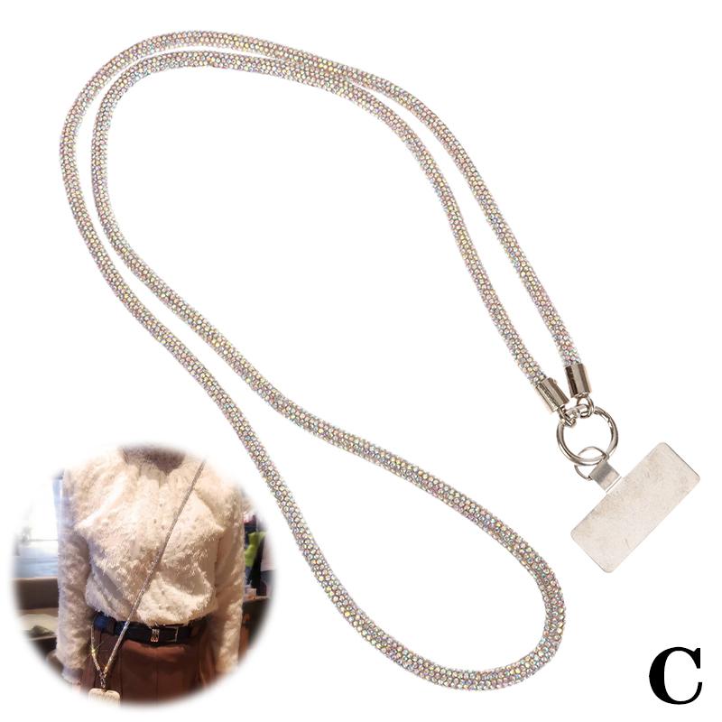 

Trendy Glitter Phone Lanyard Bright Bling Bling Diamond Keychain Anti-Lost Wrist Rope Phone Accessories