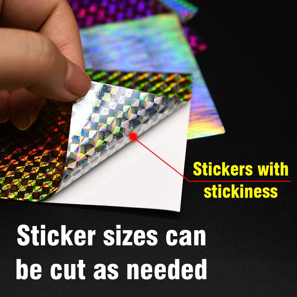 MNFT 12Pcs DIY Hard Bait Sequins Holographic Lure Fish Skin Sticker Self Adhesive Rainbow Change Color Film Fly Tying Material