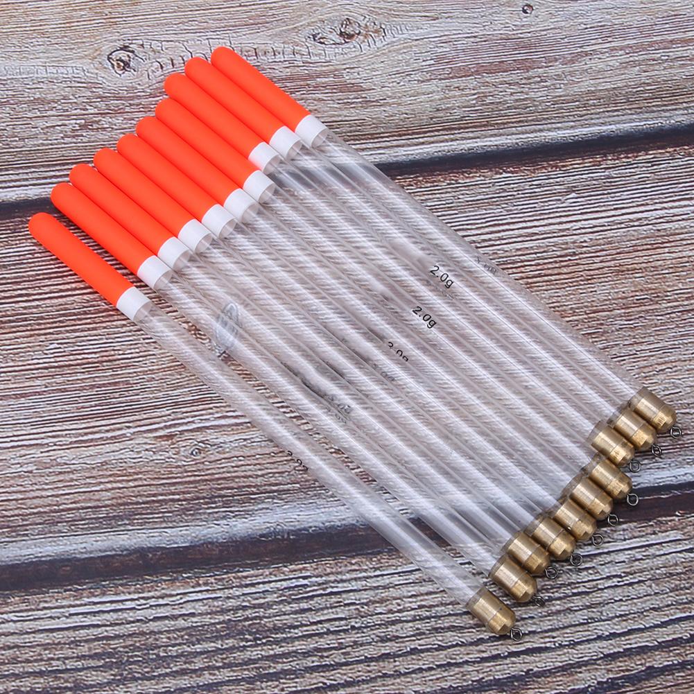 10 Pcs Durable Plastic Fishing Floats Bobber Stick Tube Multi Purpose Fish Feed Baits Accessories Kit