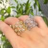 CMM Exclusive Design Hollow Star flower Gold Color Silver Color Fine Flashing Zircon Opening Adjustable Ring