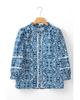 Azura Exchange Blue Floral Ric-rac Patchwork Button Loose Fit Shirt