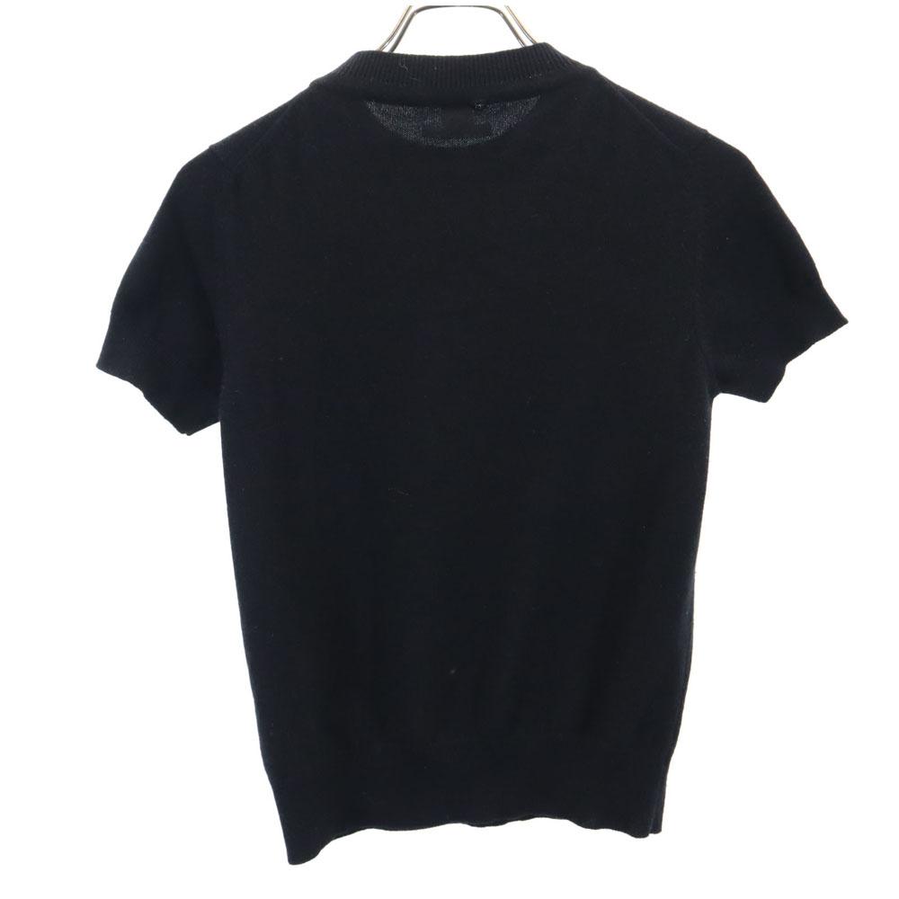 Hermes Cashmere 100% Short Sleeve Sweater 34/S Black PARIS Knit Women Used