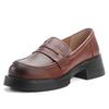 First Layer Cowhide High Heels Women's Retro Leather Shoes Muffin Heel Small Leather Shoes Genuine Leather Women's Shoes