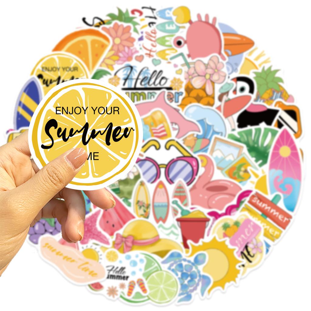 50 Cartoons Summer Chill Vibes Graffiti Stickers Decorate Guitar Notebook Suitcase DIY