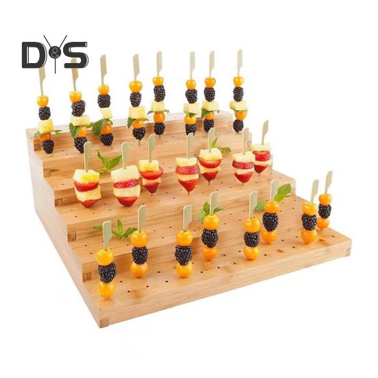 Soporte Exhibidor para Brochetas de Bambú Diseño de 180 Agujeros 6 Capas Ecológico Fácil Montaje Soporte para Brochetas de Aperitivo Comida