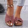 Fashion Fashion Cross Strap Platform Slippers Women Summer Open Toe Med Heels Sandals Woman Slides 2025 Light Non-Slip Beach Flip Flops
