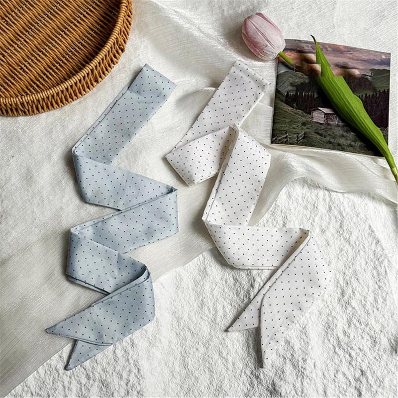 Multipurpose Round Dot Scarf Fashion Lightweight Polyester Headscarf Bag Decoration Travel Neck Wrap Hair Accessory