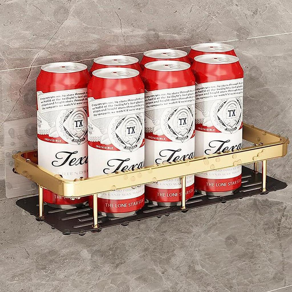 2 Pcs Aluminium Heavy Duty Self Adhesive Bathroom Shelf for Wall, Multipurpose Wall Mounted Bathroom Organiser, Washroom Organizer (Gold)