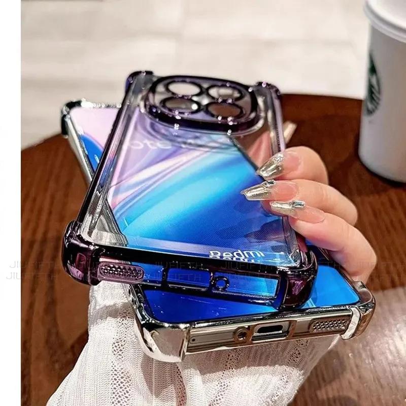 Luxury Plating Transparent Shockproof Case For Note 15 Pro Plus 5G 14/13 Pro Plus 4G 5G Redmi 15C 14C A5 A3 Pro Silicone Cover