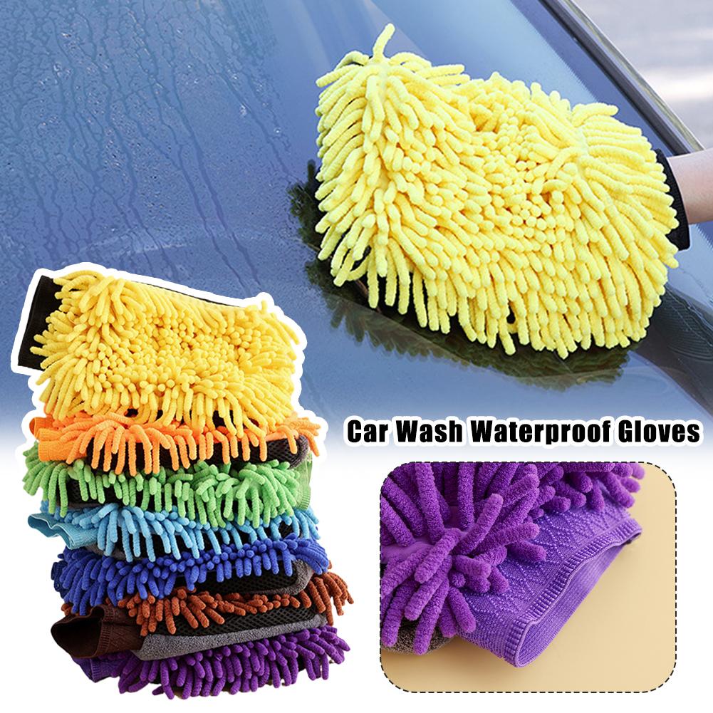 Large Microfiber Car Wash Mitt Waterproof Chenille Gloves Thick Car Cleaning Mitt Wax Detailing Auto Care Double-faced Glove