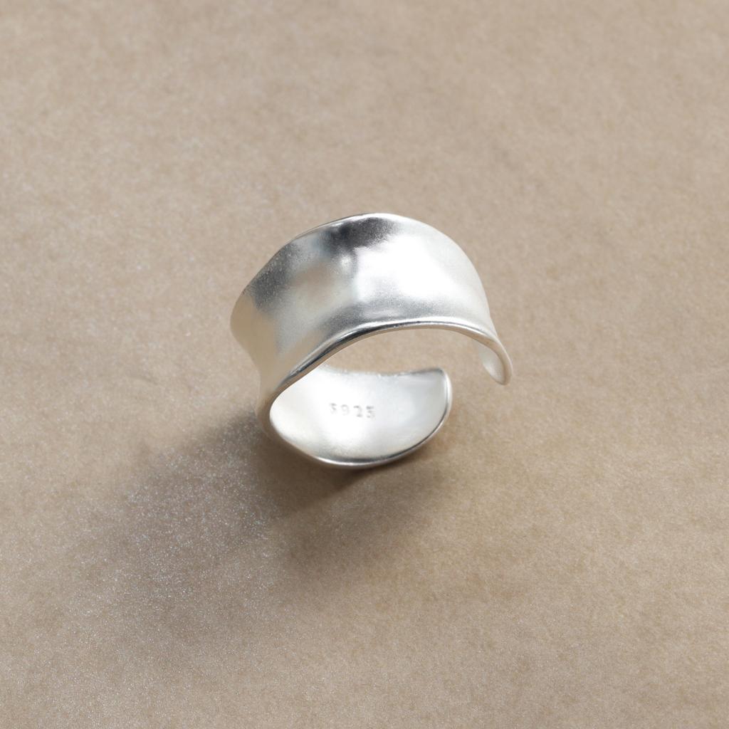 PANJBJ 925 Sterling Silver Rings for Women Couple Minimalist Handmade Simple Wide Ring Set Party Jewelry Gift Prevent Allergy