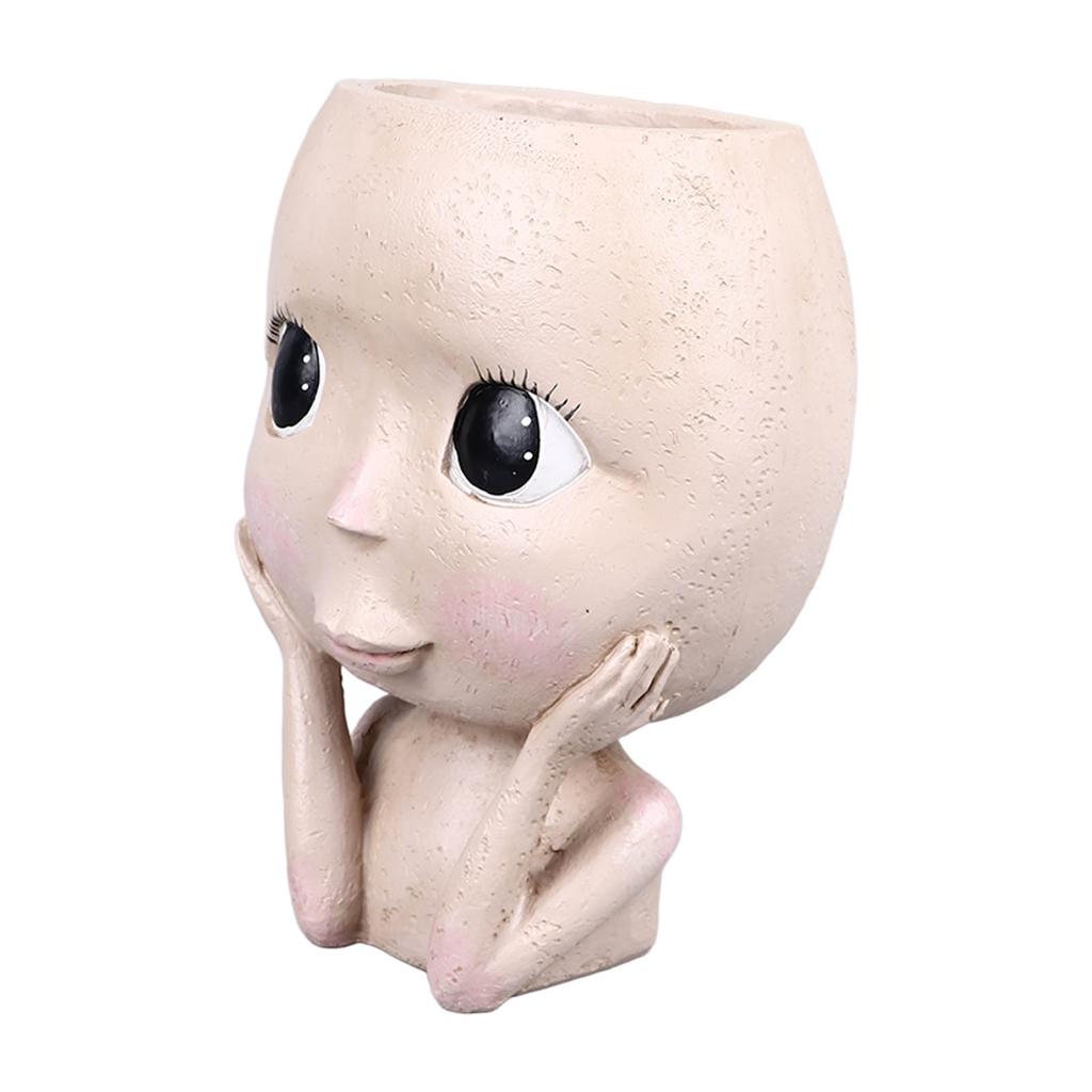 Ansiktskrukor Stor Kaliber Harts Dräneringshålsdesign Kreativt Huvud Suckulentplanteringskruka för