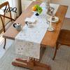 High Quality Embroidered Table Linen Floral Runner Elegant Dining Cover White Rustic Scratch Resistant Runner with Tassels for Home Wedding