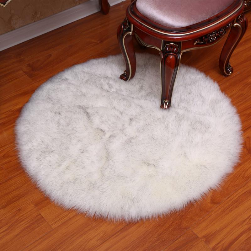 Modern Round Plush Faux Wool Carpet for Computer Chair, Hanging Chair, Bedroom, and Photography