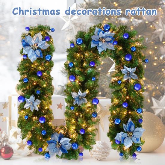 Christmas Illuminate Garland 8.8ft Rattan Christmas Battery Operated Artificial Flower Vine Plants Christmas Decorations