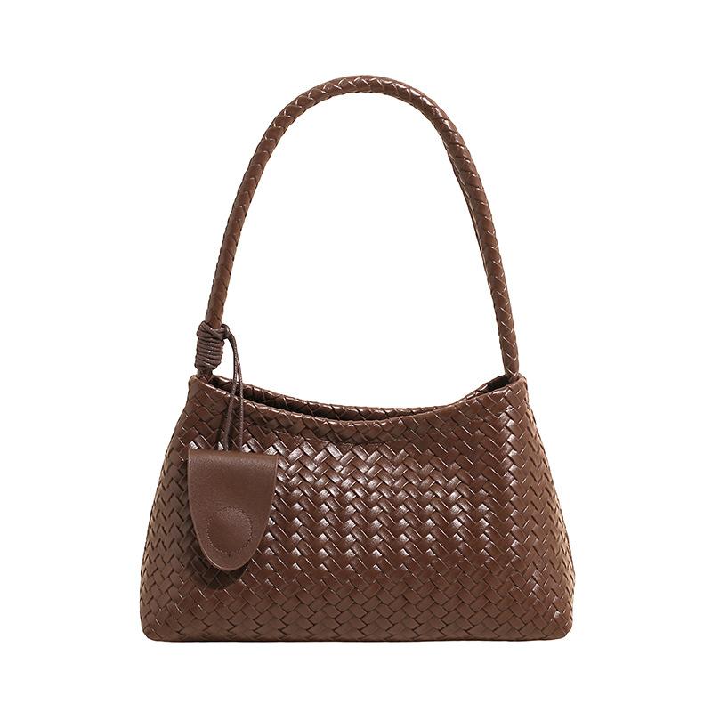 Woven Texture Shoulder Bag with Braided Handle and Soft Structure Elegant Style for Daily Wear