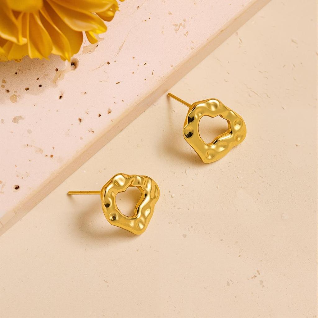 Geometric Irregular 18k Gold Titanium Steel Earrings for Women