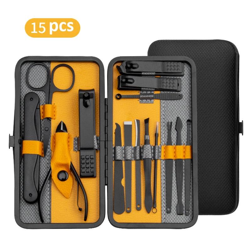 Kit de Manucure 10/15/25 Pièces Kit Complet Fonctionnalités Set Professionnel Acier Inoxydable Set de Pédicure Coupe-ongles Avec Étui Portable Idée Cadeau