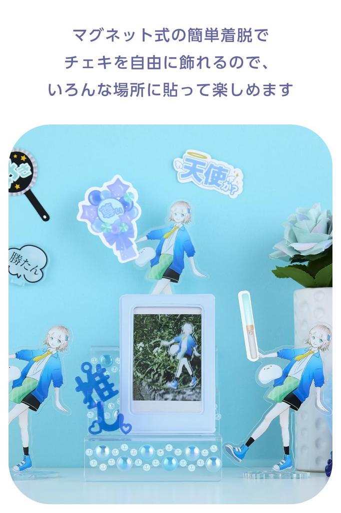 Elecom Instax Photo Frame Accessory, Magnetic Storage, MagSafe Compatible, Easy Attach/Remove, Plump Shape, Drop-Resistant Flap Cover, Blue, IC-PCMGBU