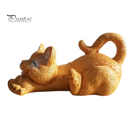 Decorative Resin Figurine for Coffee Shop Stretching Kitten Figurine, Cat Statue, Cute Animal Ornament, Sculpture Office Compact Desktop Decoration