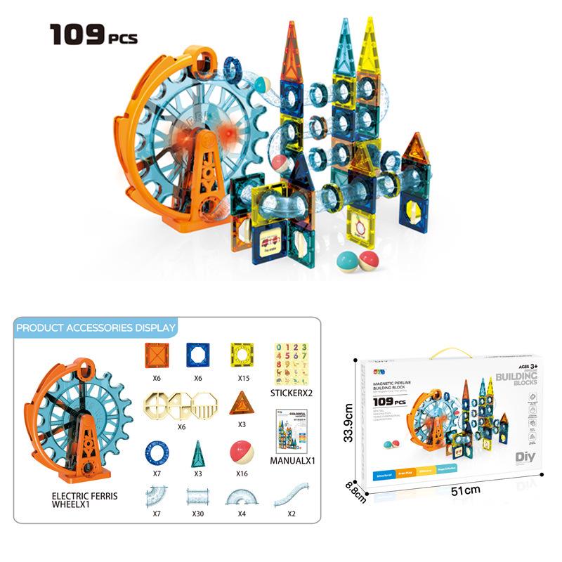 Magnetic Ferris Wheel Building Blocks: Educational Rollerball Track Toy for Kids