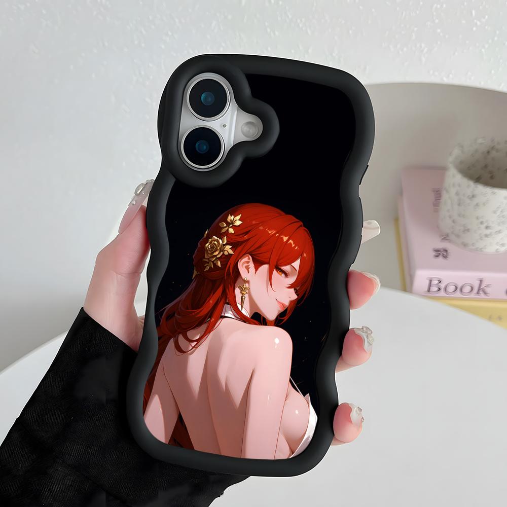 HSR Himeko Coque de téléphone portable en TPU à bord ondulé pour iPhone 17 16 15 14 13 12 11 Air Pro Max Plus Coque colorée