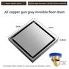Gun Gray All Copper Anti Odor Bathroom Shower Room Sewer Invisible Floor Drain Washing Machine Toilet Drainage Device