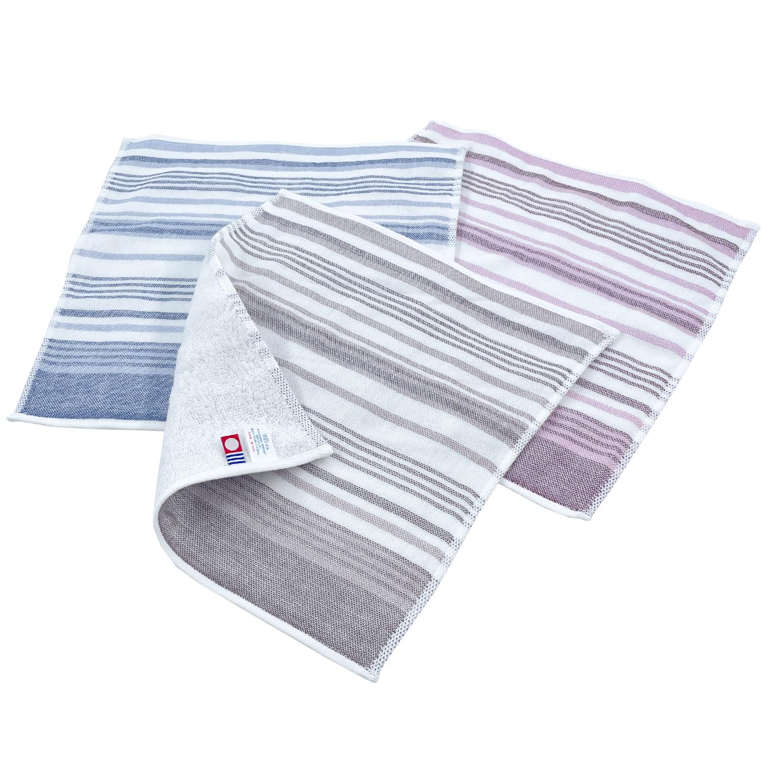 Imabari Towel Calm Border Gauze Handkerchief - Men s & Women s Handkerchief Towel - 100% Cotton - 25 x 25 cm - Brown, Navy, Wine