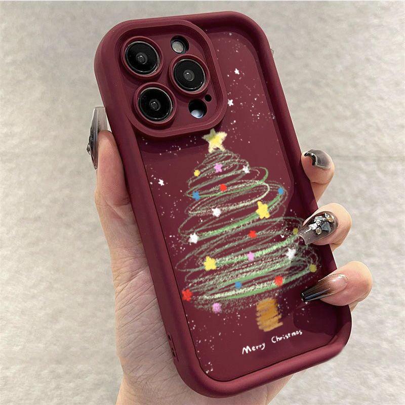 

Веселый рождественский новогодний подарок красный чехол для телефона iPhone 15 14 13 12 11 Pro Max 15 Plus Санта-Клаус Рождественская елка силиконовый чехол для телефона Fundas iPhone 11 Pro Max