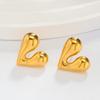Stainless Steel Irregular Heart Earrings for Women Fashion Metal Geometric Texture Chunky Hoop Earrings Statement Jewelry Gift