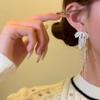 Tassel Detail Bowknot Tassel Earrings Ribbon Bow French Retro Earrings  Lady Gift