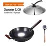 Zhangqiu Hand-Hammered Uncoated Non-Stick Wrought Iron Stir-Fry Wok with Spatula