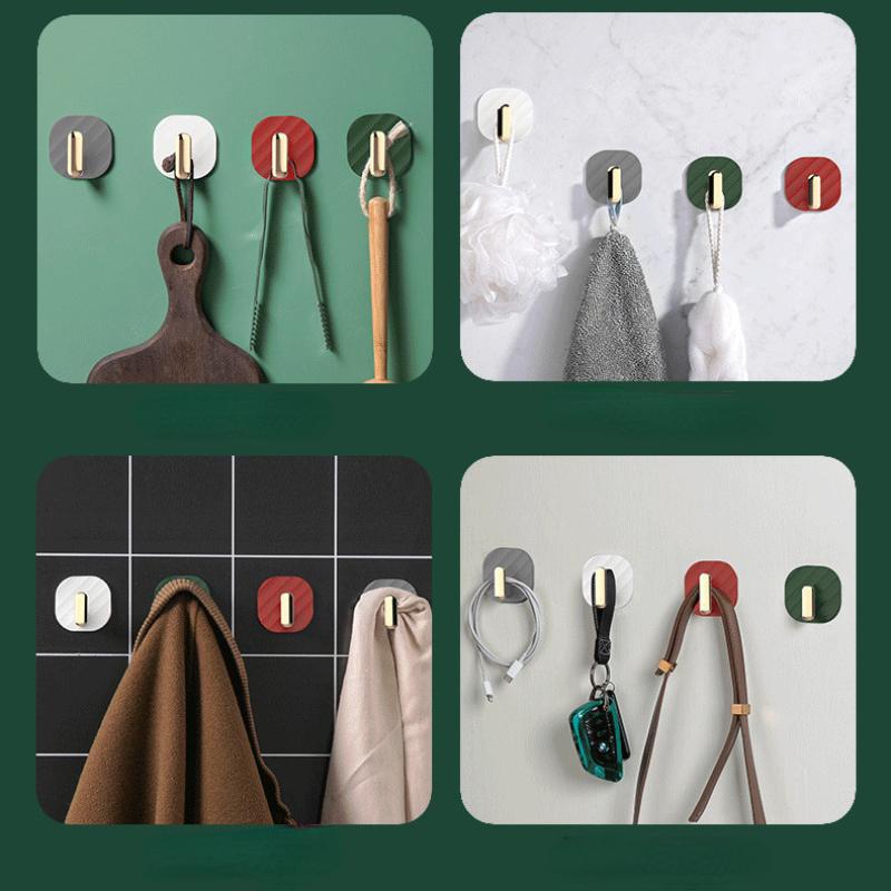 4Pcs Punch-free Hooks Strong Viscose Adhesive Hook Door Wall Bathroom Kitchen Key No Trace Viscose Coat Hook