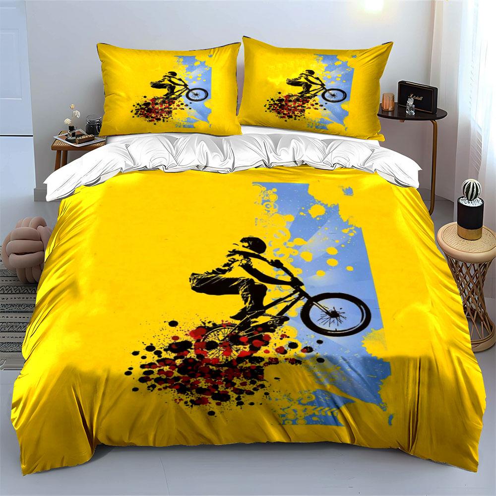 Cyclist with paint splatters. Bedding sets Duvet cover sets Duvet covers Pillowcases(1*Duvet Cover 2*Pillowcases without duvet insert)