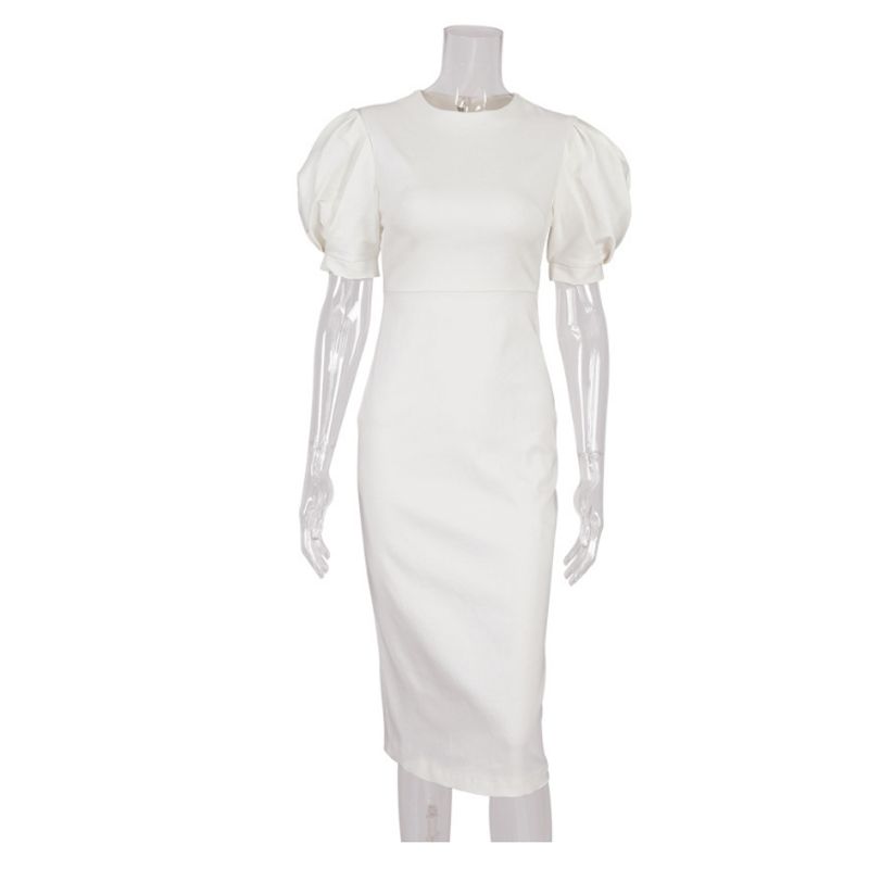 2021 European and American New High Waist Puff Sleeve Dress