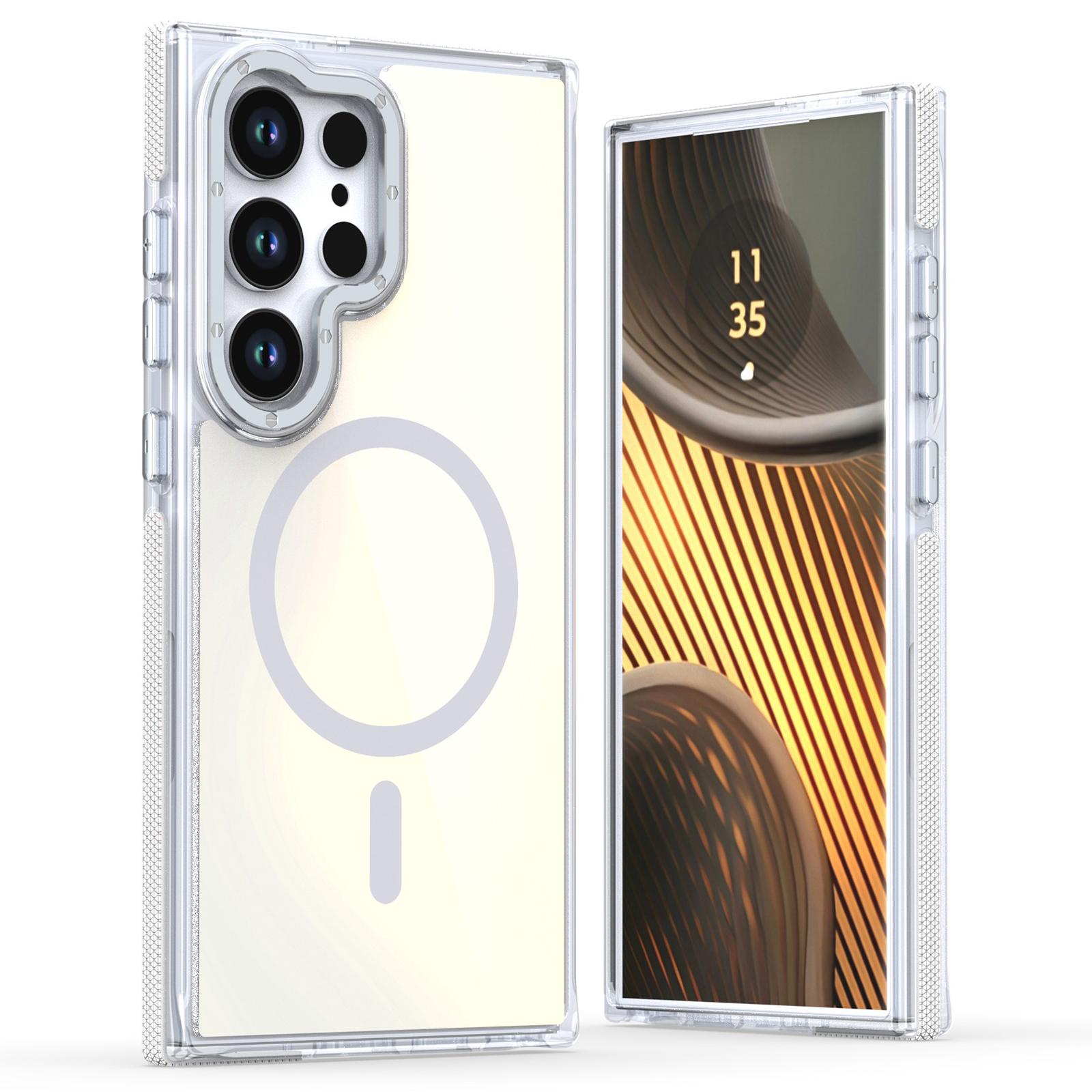 

For Samsung Galaxy S25 Ultra Case Compatible with MagSafe Color Changing TPU Acrylic Phone Back Cover White