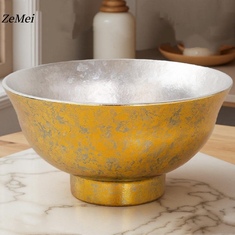 1Pcs Pure Titanium Double-Wall Salad Bowl,11.8 Cm Multicolor Home Breakfast Cheese Food Tableware,Snack Bowl Table Decoration