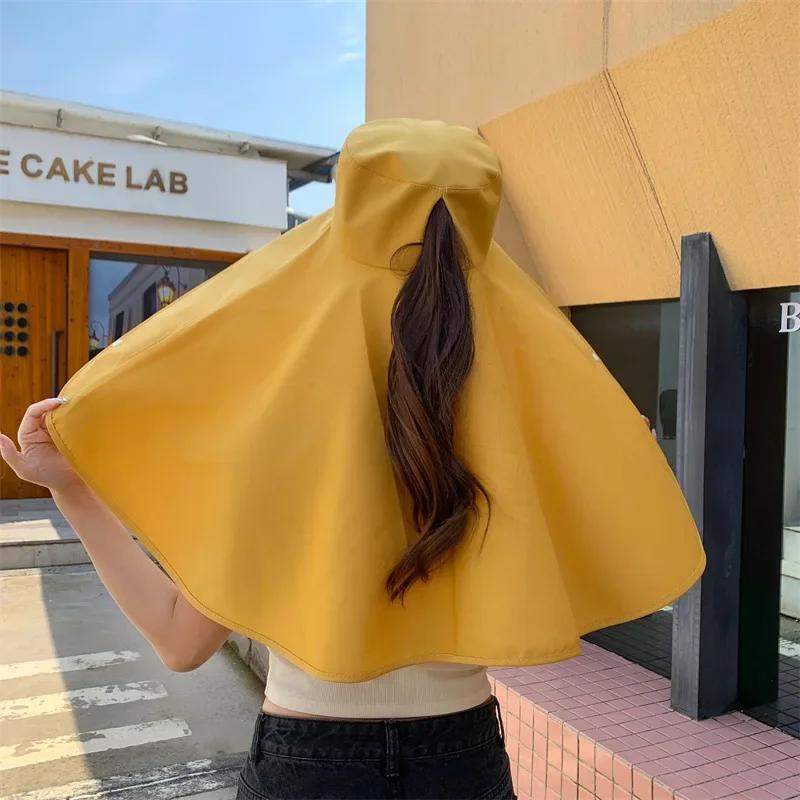 Sommerhüte für Damen Outdoor UV-Schutz Nackenschutz Sonnenblenden für Damen Angeln Wandern Breitkrempiger Schal Sonnenschutz Pferdeschwanz-Kappe