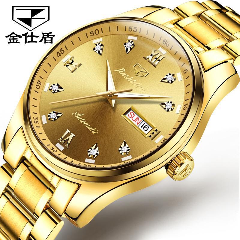 JINSHIDUN The New Business and leisure Men's Watch Fully Automatic Mechanical Watch Dual -daily Calendar Night Light Waterproof High -end Watch