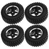Set aus 4 schwarzen Aluminium-Radnaben mit Gummireifen für 1:12 MN86 Auto Rote RC-Autoteile, Ersatzräder