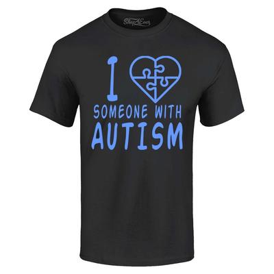 Ich liebe jemanden mit Autismus T-Shirt Blau Unterstützungs-Bewusstseins-Shirt